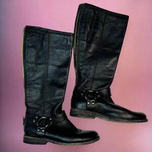 Frye vintage leather western buckle boots